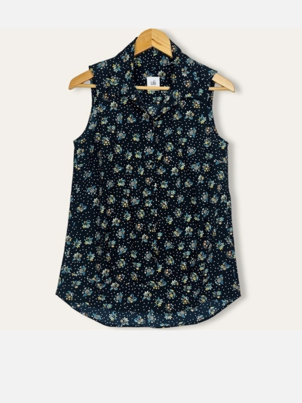 Cabi Whimsy Sleeveless Floral Blouse #3440